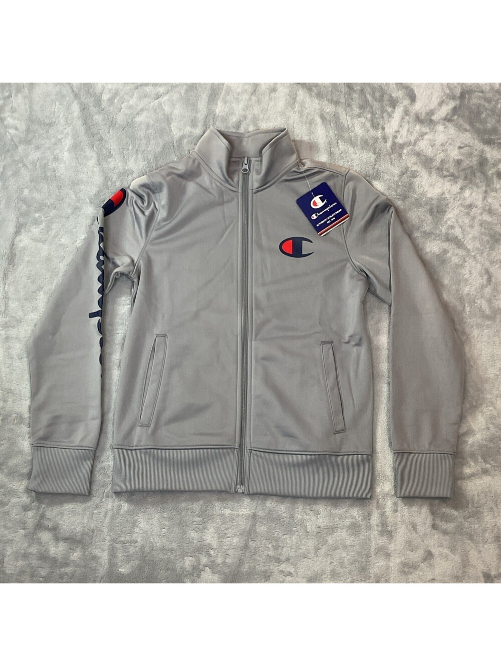 Champion Boy's Active Heritage Full Zip Track Jacket CG2 Concrete Small NWT